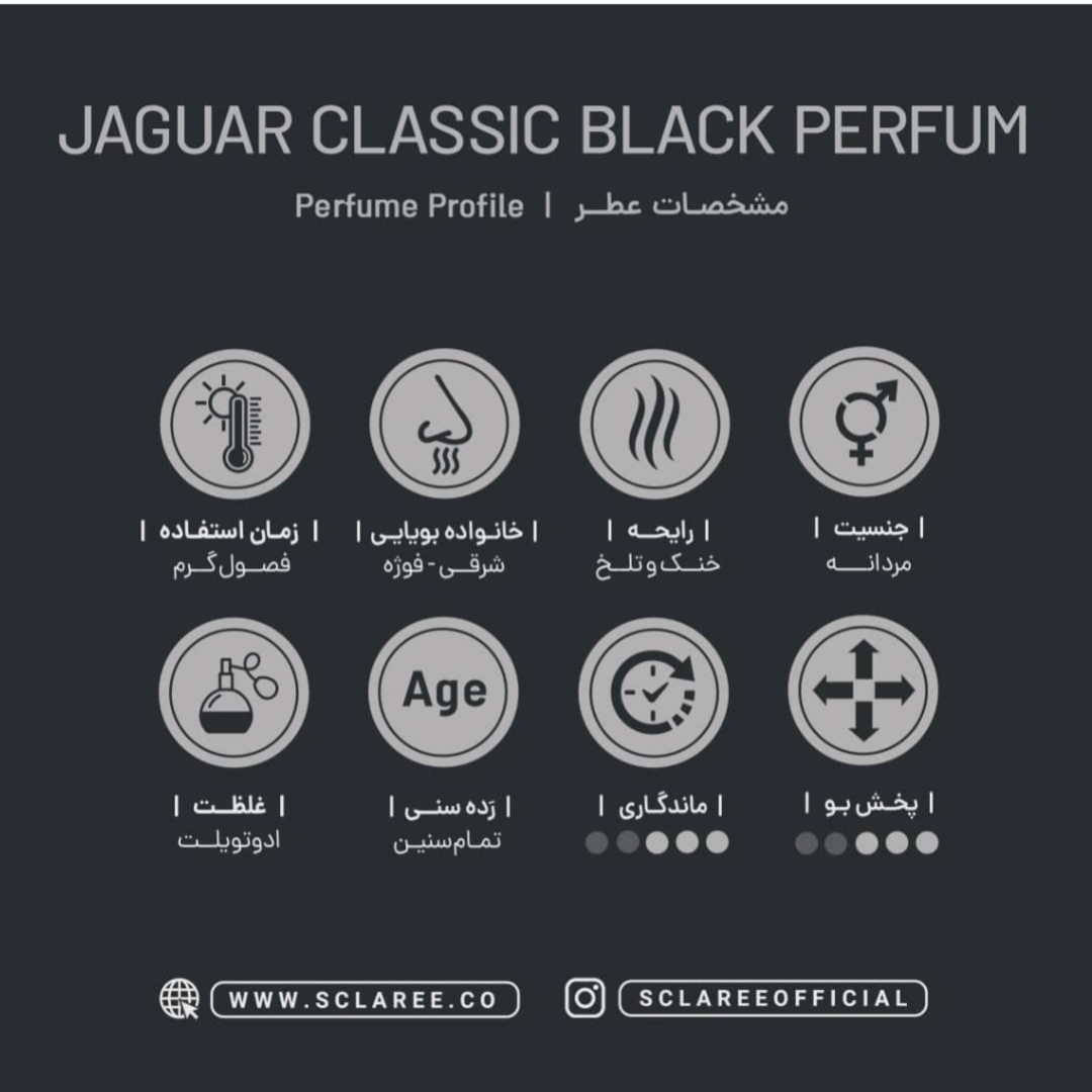  ادو پرفیوم مردانه اسکلاره طرح مارک مدل جگوار کلاسیک بلک Jaguar Classic Black حجم 100 میلی لیتر 